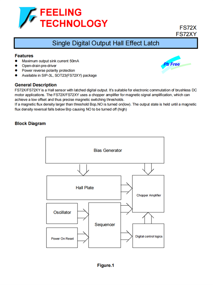 FS72X 單數字輸出霍爾效應鎖存器芯片