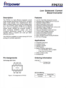 FP6722S6 SOT-23-6 低靜止電流升壓轉換器