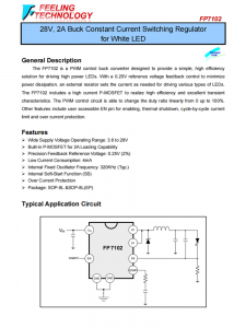 FP7102 28V，2A降壓，白色LED的恒流開關(guān)調(diào)節(jié)器芯片