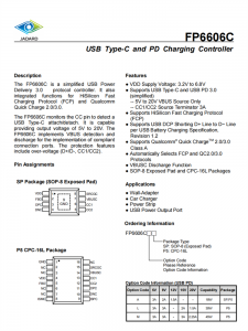 天德鈺FP6606C USB-PD3.0與Type-C協議控制器