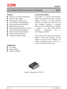 XL2011E1  5V / 2.1A 150KHz 45V降壓DC至DC轉換器，用于USB接口