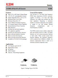 XL2596S-12E1  3A 150KHz 40V 降壓 DC-DC 轉換器
