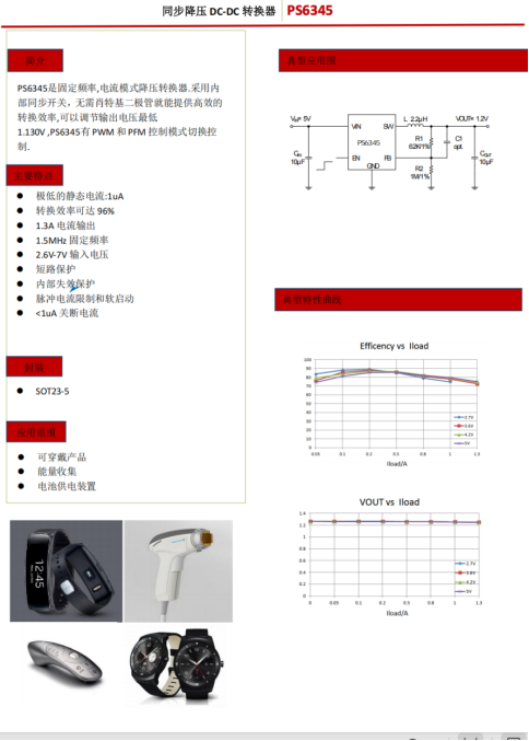 PS6345：96%高效+1.3A輸出，雙模控制助力可穿戴與能量收集設備